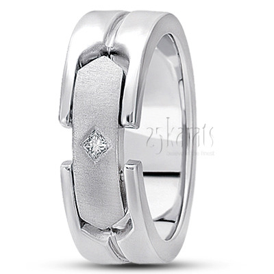 Contemporary Princess Diamond Wedding Ring - view 2