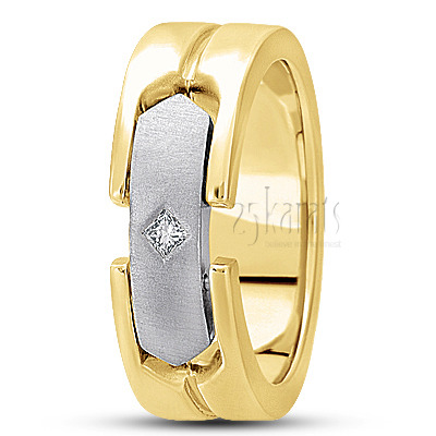 Contemporary Princess Diamond Wedding Ring - view 4