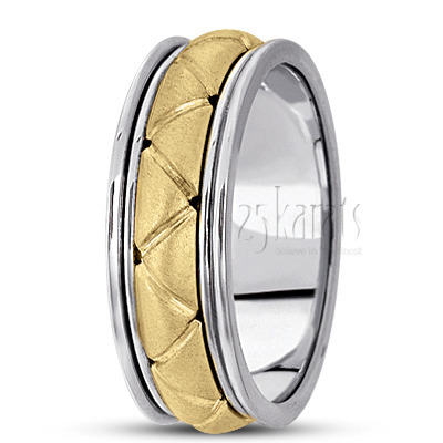 Modern Two-Color Handcrafted Wedding Ring  - view 1 of 4