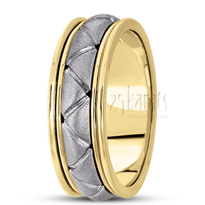 Modern Two-Color Handcrafted Wedding Ring  - view 4