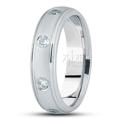 Classic Step Edge Diamond Wedding Ring - view 2