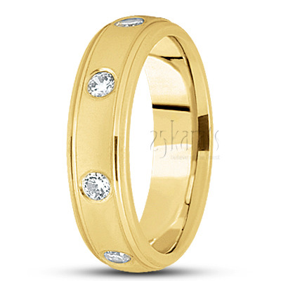 Classic Step Edge Diamond Wedding Ring - view 3