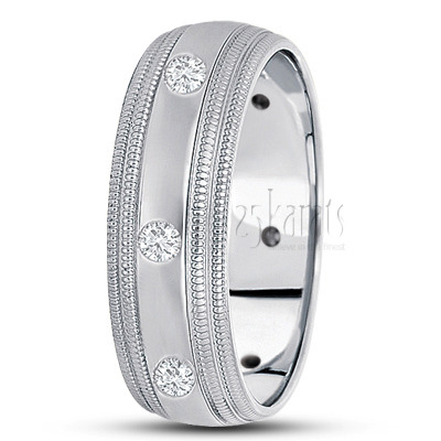 Double Milgrain Diamond Wedding Ring - view 2