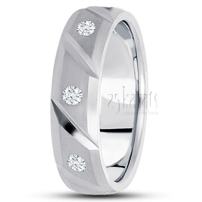 Diagonal Cut Diamond Wedding Ring - view 2