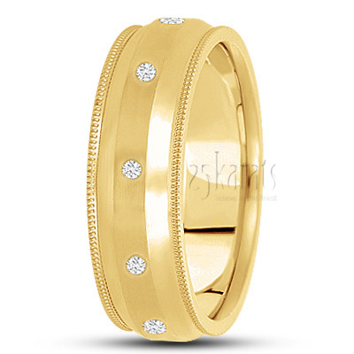 Beveled Milgrain Diamond Wedding Ring - view 2