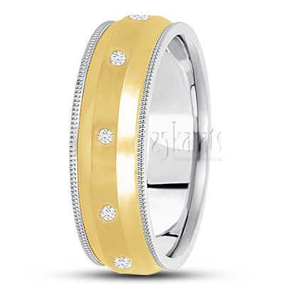 Beveled Milgrain Diamond Wedding Ring - view 3