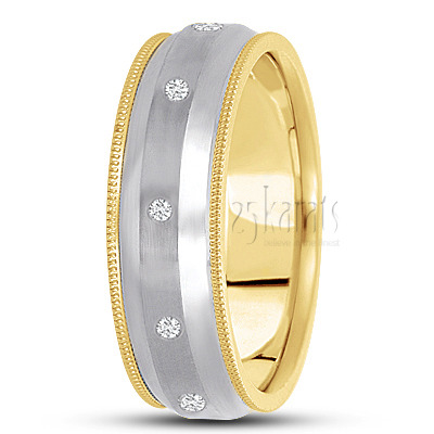 Beveled Milgrain Diamond Wedding Ring - view 4