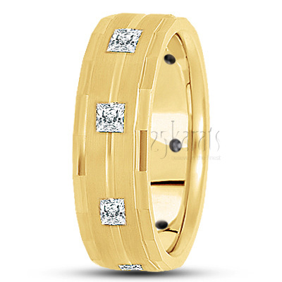 Angled Cut Princess Diamond Wedding Band - view 4