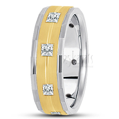 Angled Cut Princess Diamond Wedding Band - view 3