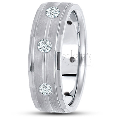 Angular Cut Edge Diamond Wedding Band - view 2