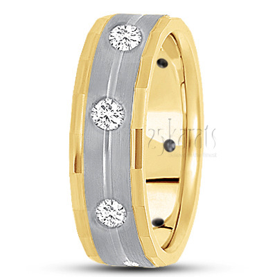 Angular Cut Edge Diamond Wedding Band - view 4