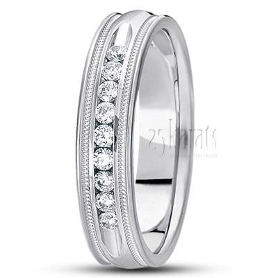 Channel Set Diamond Wedding Ring - view 2