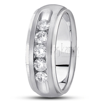 Step Edge Channel Set Diamond Wedding Ring - view 2