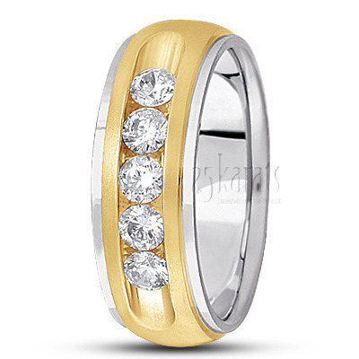 Step Edge Channel Set Diamond Wedding Ring - view 3