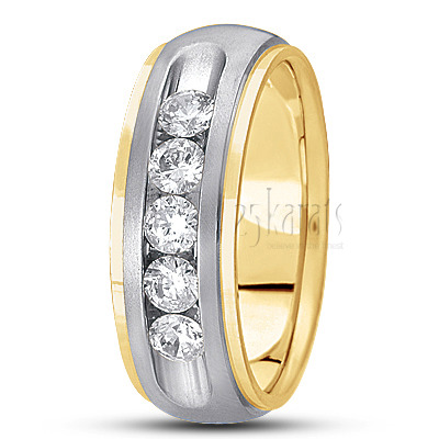 Step Edge Channel Set Diamond Wedding Ring - view 4