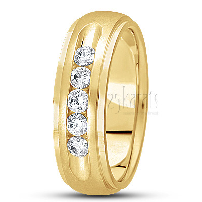 Step Edge Channel Set Diamond Wedding Band - view 3