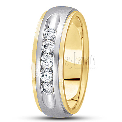 Step Edge Channel Set Diamond Wedding Band - view 4