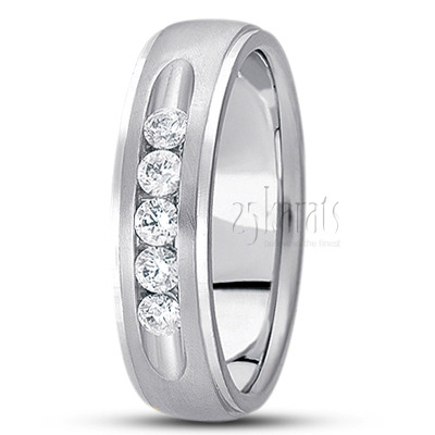 Step Edge Channel Set Diamond Wedding Ring - view 2