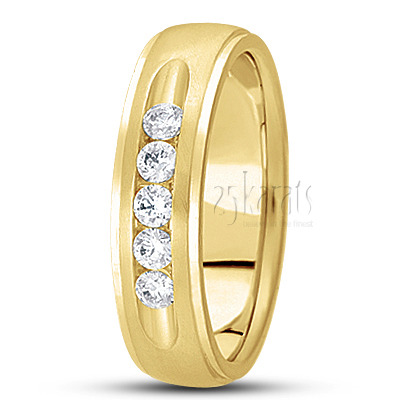 Step Edge Channel Set Diamond Wedding Ring - view 3