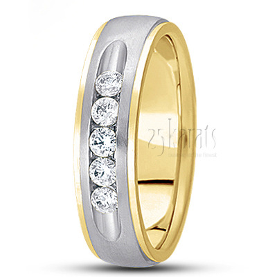 Step Edge Channel Set Diamond Wedding Ring - view 4