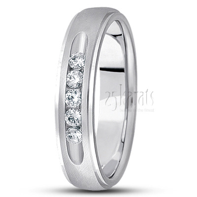 Step Edge Channel Set Diamond Wedding Band - view 2