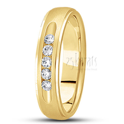 Step Edge Channel Set Diamond Wedding Band - view 3