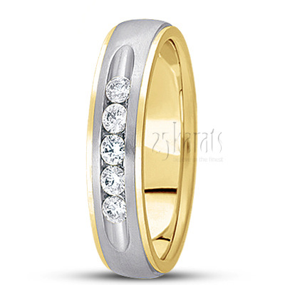 Step Edge Channel Set Diamond Wedding Band - view 5