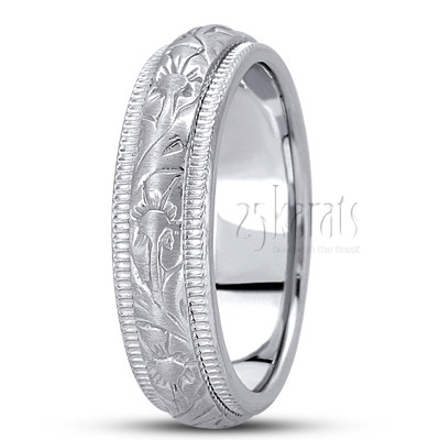 Beaded Edge Antique Wedding Band  - view 2