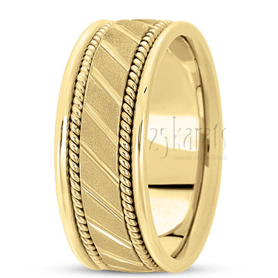 Stone Finish Diagonal Cut Handmade Wedding Band  - view 3