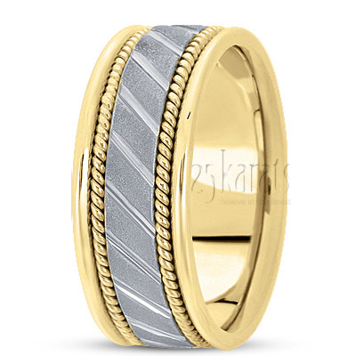 Stone Finish Diagonal Cut Handmade Wedding Band  - view 4