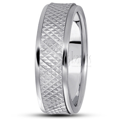 Grooved Diamond Cut Wedding Band - view 2