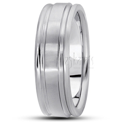 Exquisite Satin Diamond Carved Wedding Band  - view 2