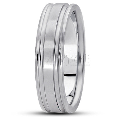 Exquisite Satin Diamond Carved Wedding Band  - view 5