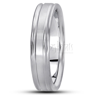 Exquisite Satin Diamond Carved Wedding Band  - view 9