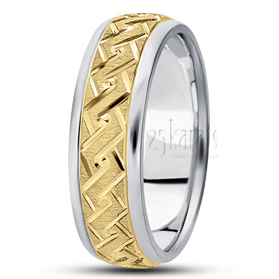 Double Helix Design Diamond Cut Wedding Band  - view 2