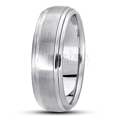 Double Step Edge Carved Design Wedding Band  - view 2