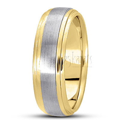 Double Step Edge Carved Design Wedding Band  - view 4