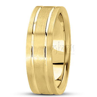 Solid Flat Body Carved Design Wedding Ring  - view 2