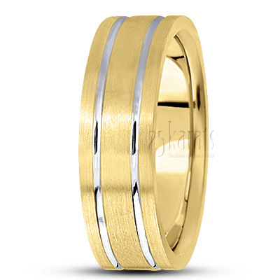 Solid Flat Body Carved Design Wedding Ring  - view 4