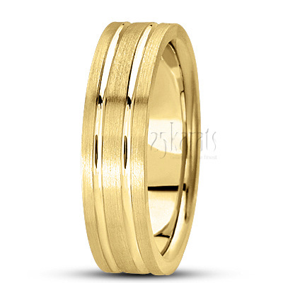 Solid Flat Body Carved Design Wedding Ring  - view 5