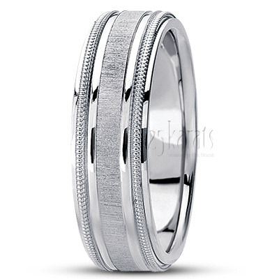 Bright Cut Milgrain Basic Design Wedding Band  - view 2