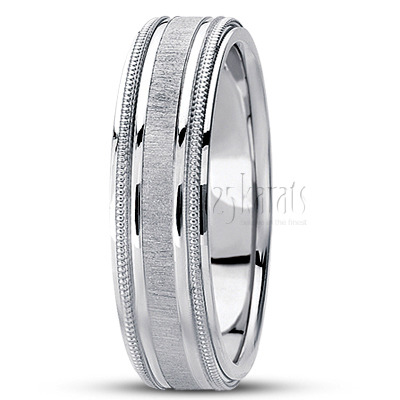 Bright Cut Milgrain Basic Design Wedding Band  - view 5