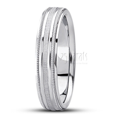 Bright Cut Milgrain Basic Design Wedding Band  - view 6