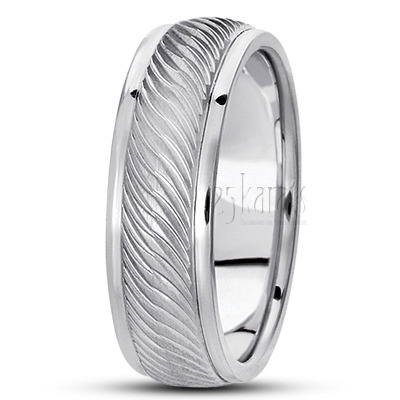 Wavy Grooved Carved Design Wedding Band  - view 2