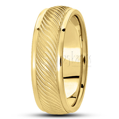 Wavy Grooved Carved Design Wedding Band  - view 3