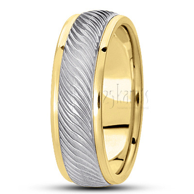 Wavy Grooved Carved Design Wedding Band  - view 4