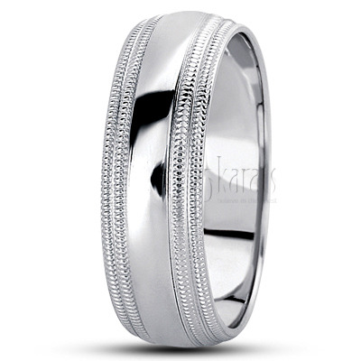 Double Milgrain Basic Design Wedding Band  - view 2