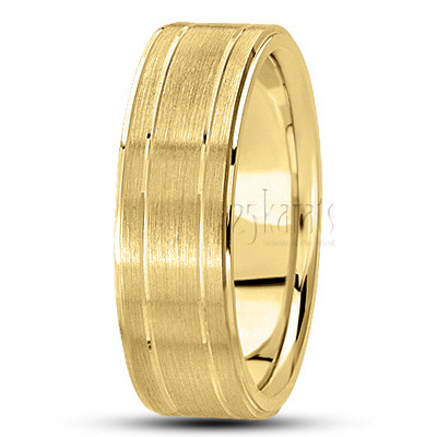 Basic Incised Carved Design Wedding Band  - view 3