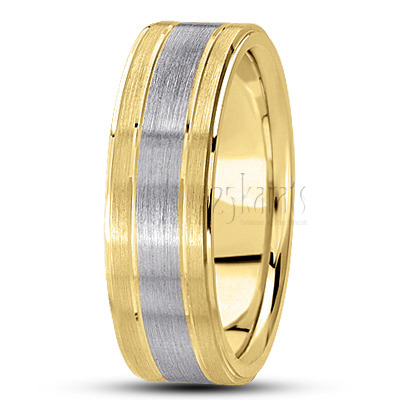 Basic Incised Carved Design Wedding Band  - view 4