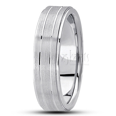 Basic Incised Carved Design Wedding Band  - view 5